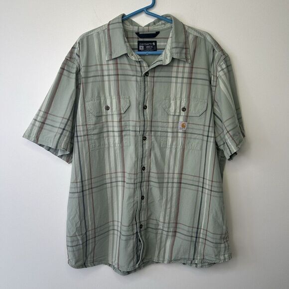 Carhartt Other - Carhartt Short Sleeve Button Down Shirt Men’s Size XL Green Workwear
